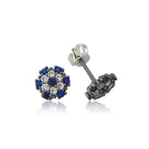 Boucles d'oreilles à tige en argent avec fleur mauvais œil